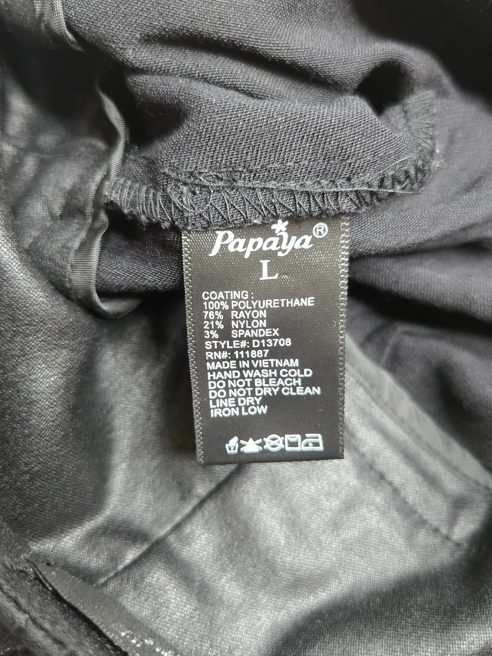 Papaya Womens L Black Faux Leather Pencil Midi Skirt High Waist Back Slit Y2K